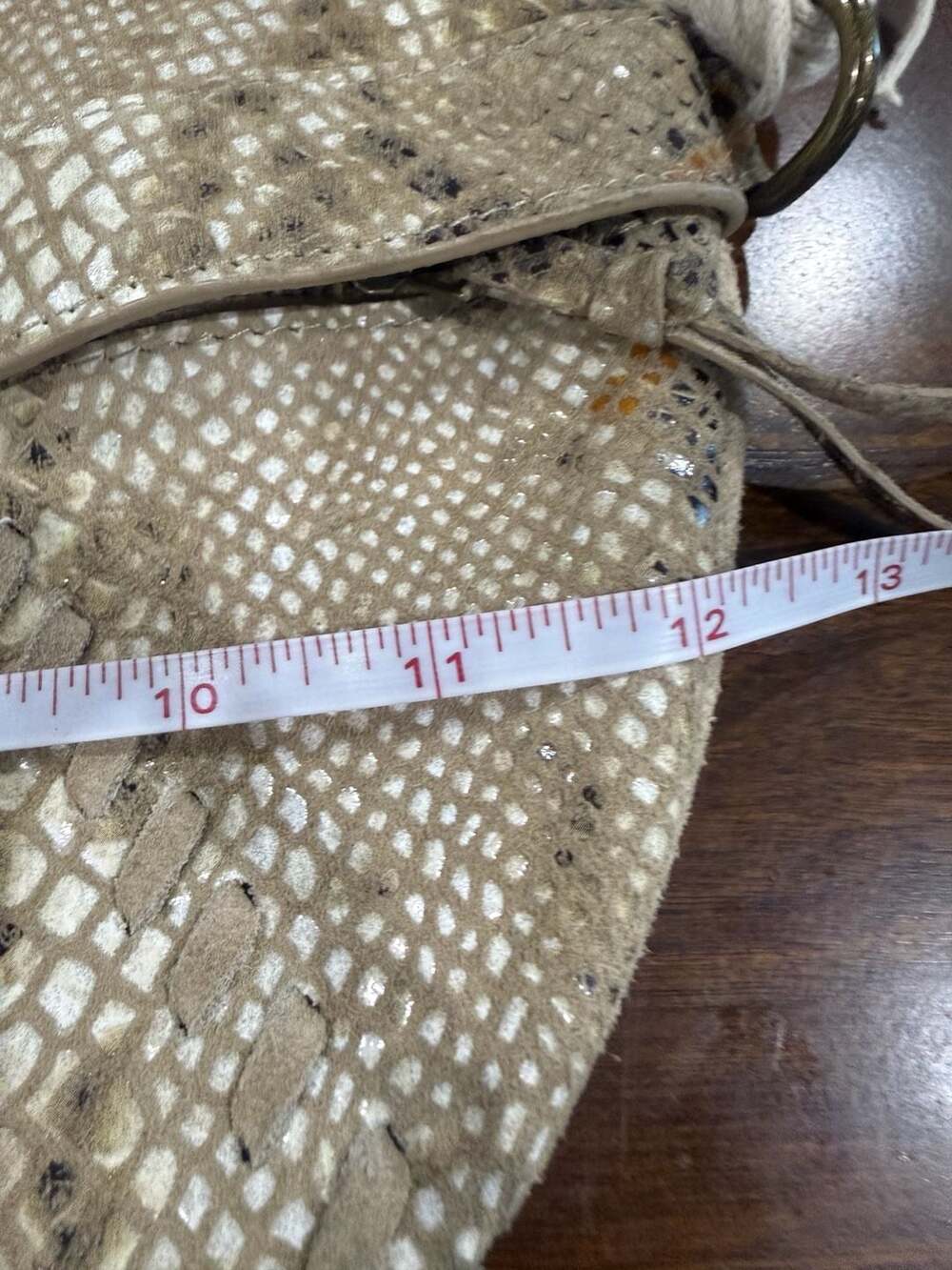 Free People Farrah Macramé Moon Crossbody Bag Snakeskin Fringe Boho Festival Y2K - Picture 8 of 9